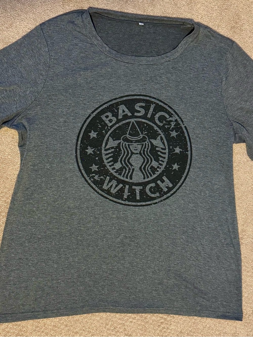 Basic Witch Graphic Tee - Dark Gray Women's Top